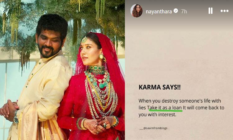 Karma will catch up to you with principal interest - Nayanthara's Controversy Post