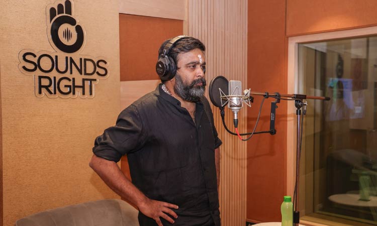 Sasikumar in the dubbing process of 'Tourist Bemali'