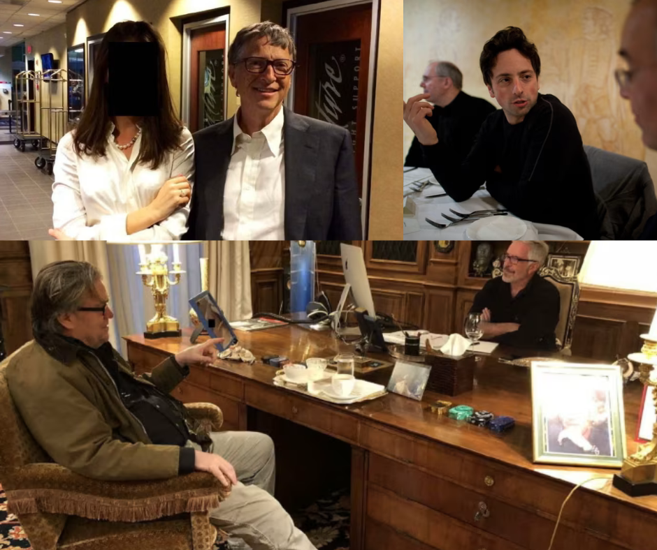 Bill Gates, Sergey Brin, Steve Bannon on the Epstein Estate (Clockwise) Source: © House Committee On Oversight and Government Reform