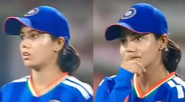 (Image Source: OneCricket) Vaishnavi Sharma caught cursing on camera.