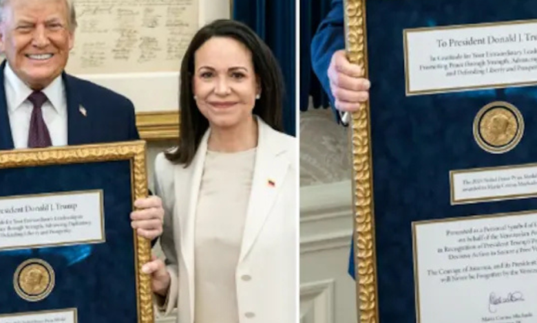 Venezuela Opposition Leader On Friday Presented Her Nobel Peace Prize To President Trump.